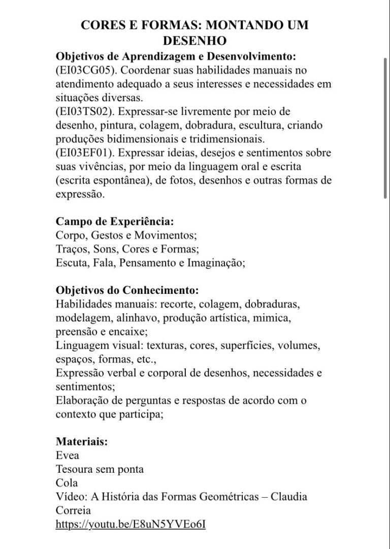 PLANOS DIÁRIOS PRÉ-ESCOLA