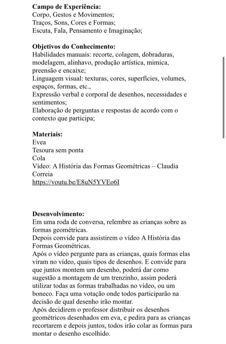 PLANOS DIÁRIOS PRÉ-ESCOLA